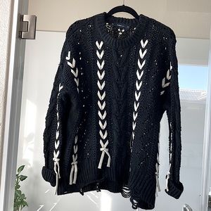 Zara black and cream sweater